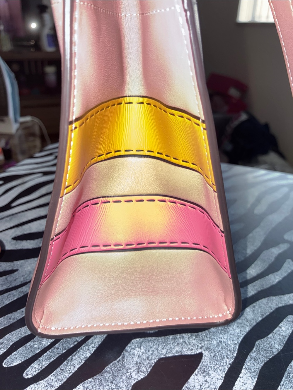 Coach Pink Leather Crossbody with Yellow & Pink Belt Detail - Picture 15 of 17